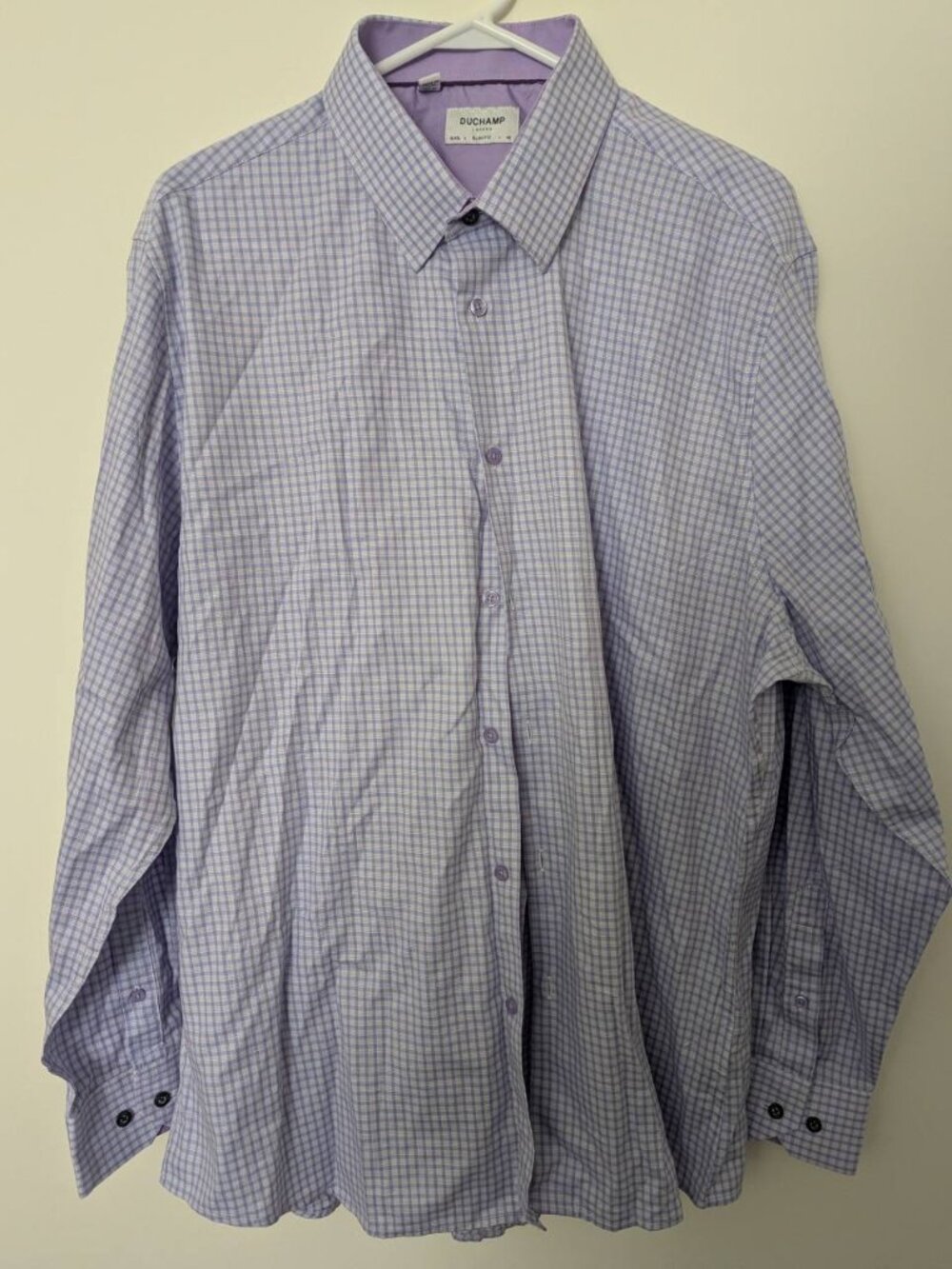 Duchamp London Slim Fit Purple Check Dress Shirt XXL 18/46